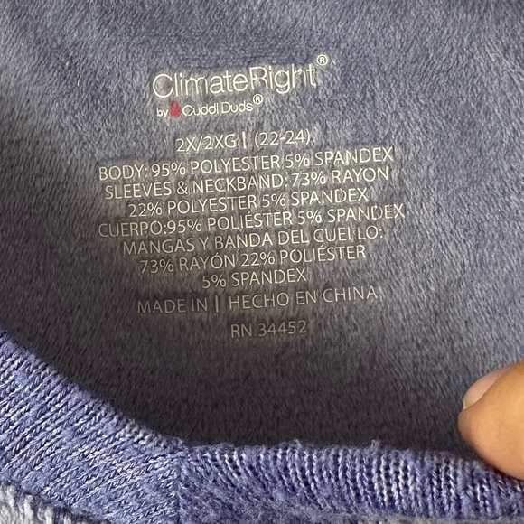 Climate Mate - Cuddle Duds periwinkle ish color soft sweatshirt 2xl - Picture 3 of 7